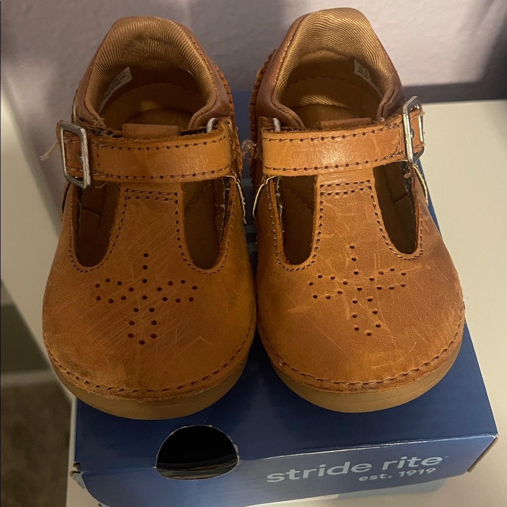 Stride Rite Toddler Brown Leather T-Strap Dress Shoes